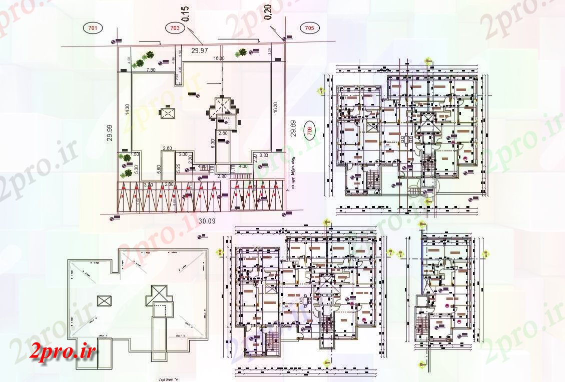 دانلود نقشه مسکونی  ، ویلایی ، آپارتمان  X 98     پا اندازه پلات برای آپارتمان   طرحی خانه (کد156194)