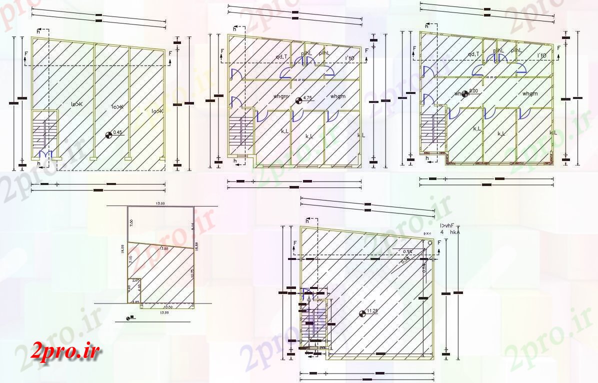 دانلود نقشه مسکونی  ، ویلایی ، آپارتمان  X 42 فوت 3 BHK آپارتمان   طرحی طبقه (کد156205)