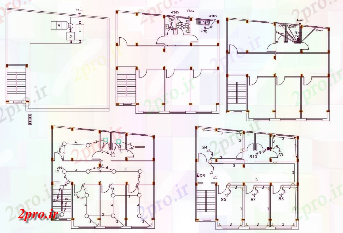 دانلود نقشه مسکونی  ، ویلایی ، آپارتمان  BHK آپارتمان   برق و لوله کشی طراحی (کد156209)