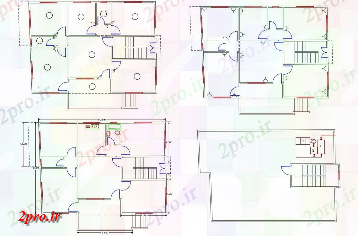 دانلود نقشه مسکونی ، ویلایی ، آپارتمان توسط 50 فوت خانه برق طراحی 10 در 14 متر (کد156216)