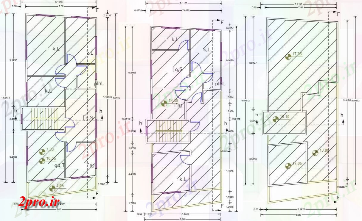 دانلود نقشه مسکونی  ، ویلایی ، آپارتمان  X 60 'اندازه پلات برای 3 BHK آپارتمان   طراحی (کد156232)