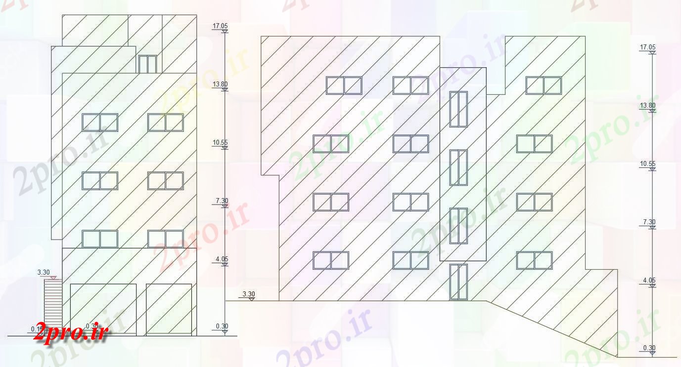 دانلود نقشه مسکونی  ، ویلایی ، آپارتمان  BHK آپارتمان   ساختمان نمای طراحی (کد156234)