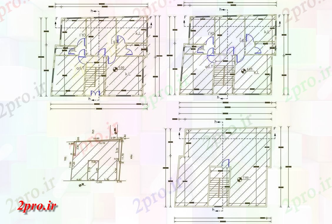 دانلود نقشه مسکونی ، ویلایی ، آپارتمان X 42 'اندازه پلات برای 2 BHK طرحی خانه 10 در 12 متر (کد156238)