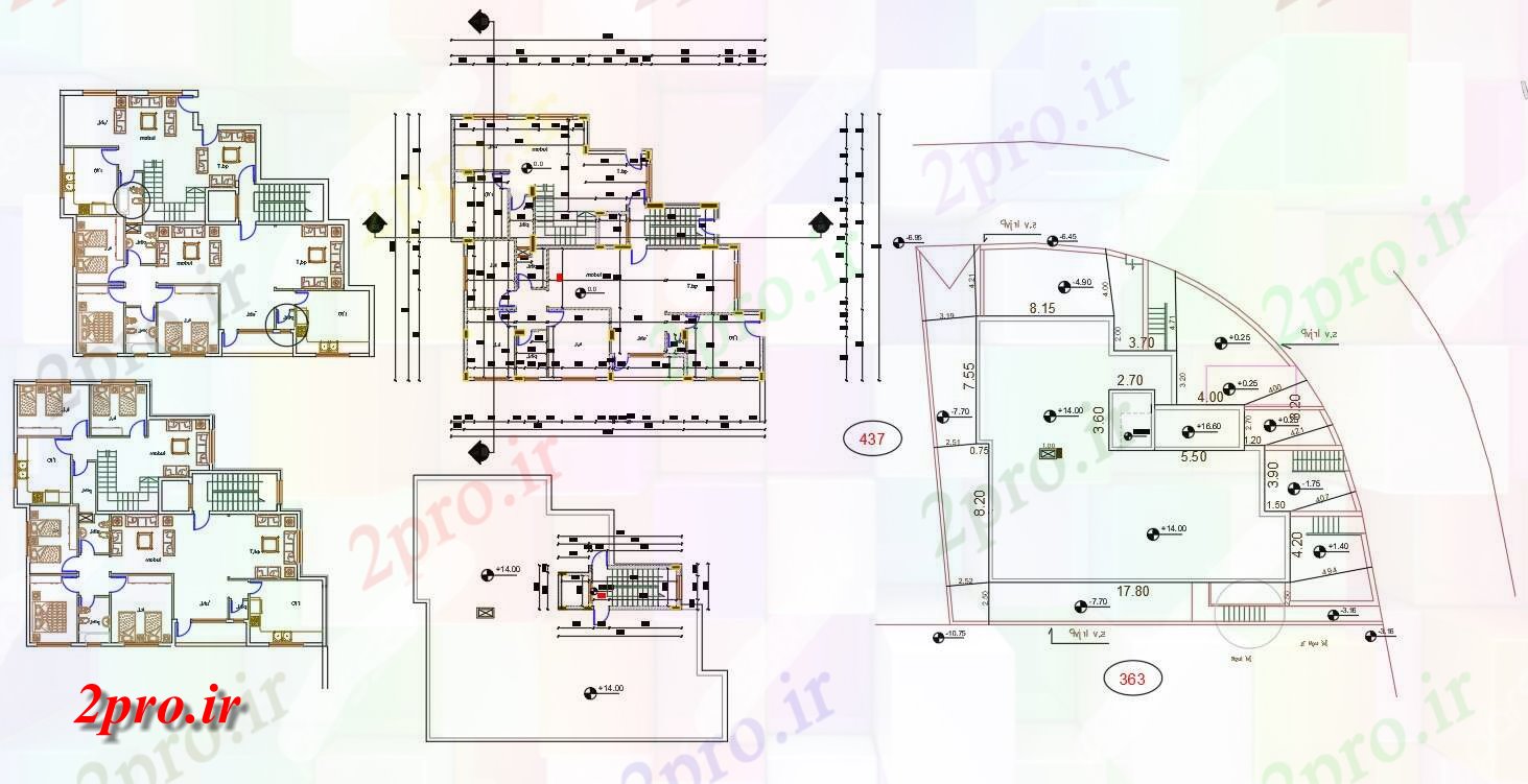 دانلود نقشه مسکونی  ، ویلایی ، آپارتمان  BHK و 3 BHK آپارتمان   مبلمان طراحی (کد156243)