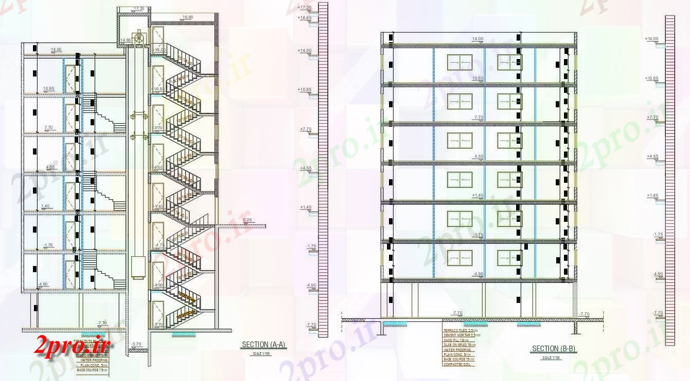 دانلود نقشه مسکونی  ، ویلایی ، آپارتمان  معماری آپارتمان   ساختمان بخش نشیمن (کد156245)