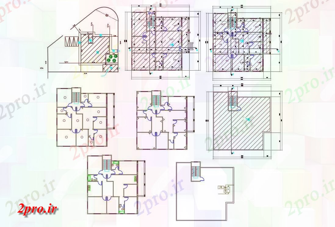 دانلود نقشه خانه های کوچک ، نگهبانی ، سازمانی - رقابت 3 BHK خانه نشیمن 16 در 16 متر (کد156252)