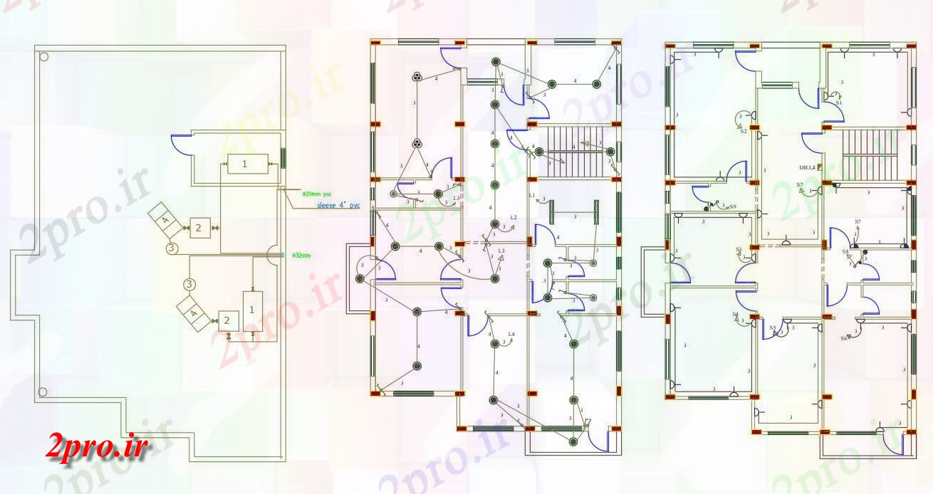 دانلود نقشه مسکونی  ، ویلایی ، آپارتمان  توسط 65 پا آپارتمان   برق طراحی (کد156262)