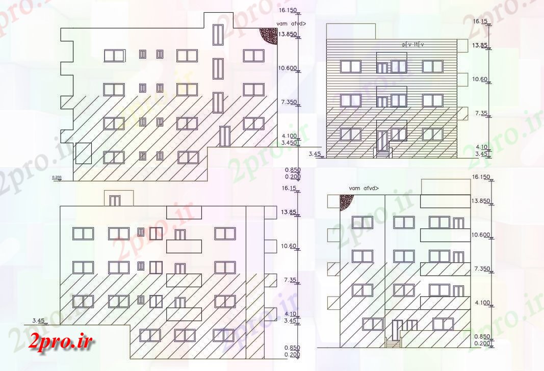 دانلود نقشه مسکونی  ، ویلایی ، آپارتمان  فوت مربع آپارتمان   طراحی ساختمان (290 میدان YD) (کد156263)