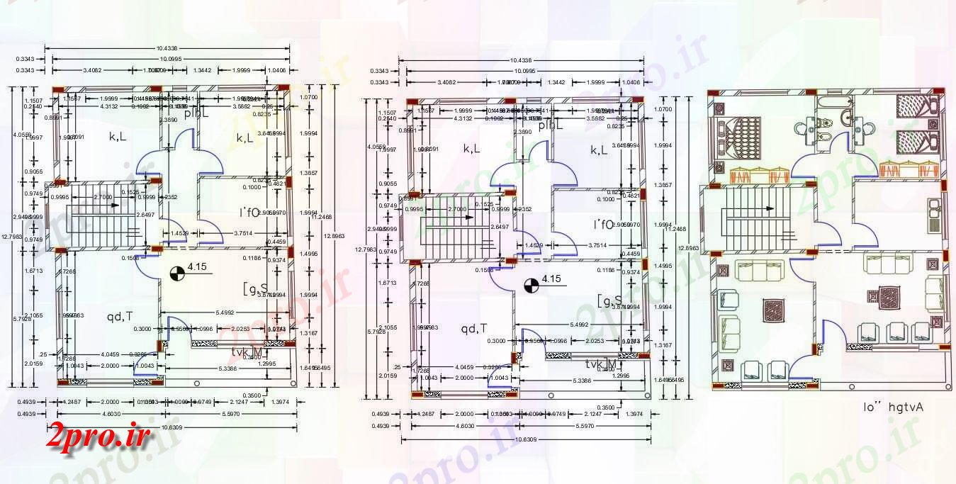 دانلود نقشه مسکونی ، ویلایی ، آپارتمان X 40 خانه مبلمان طراحی 10 در 12 متر (کد156265)