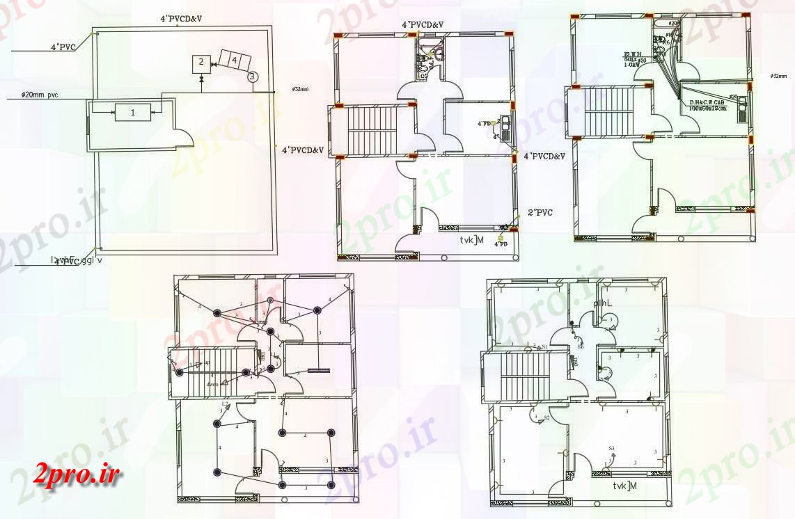 دانلود نقشه مسکونی ، ویلایی ، آپارتمان برق و لوله کشی طراحی 2 BHK پروژه خانه 10 در 12 متر (کد156267)