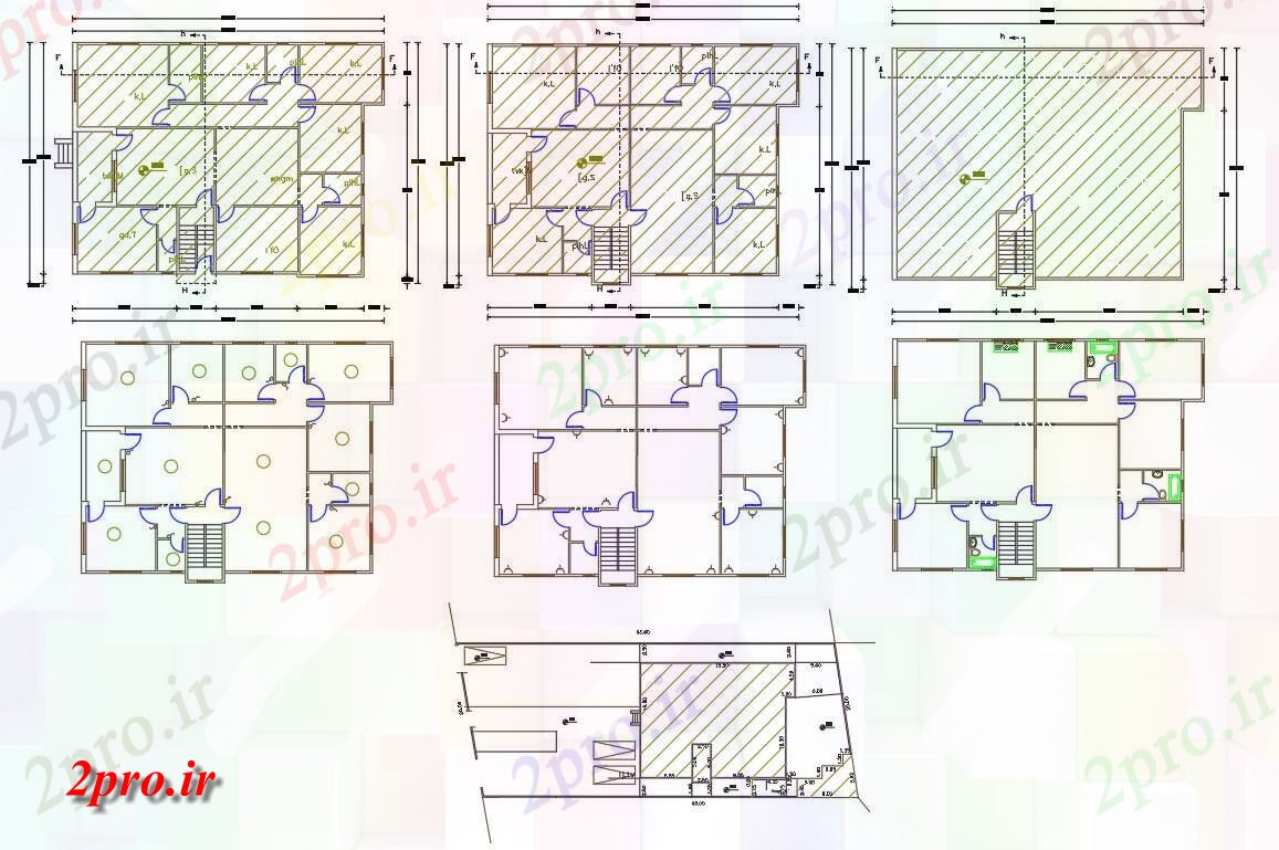 دانلود نقشه مسکونی  ، ویلایی ، آپارتمان  و 3 BHK مسکن طرحی طبقه  (کد156268)