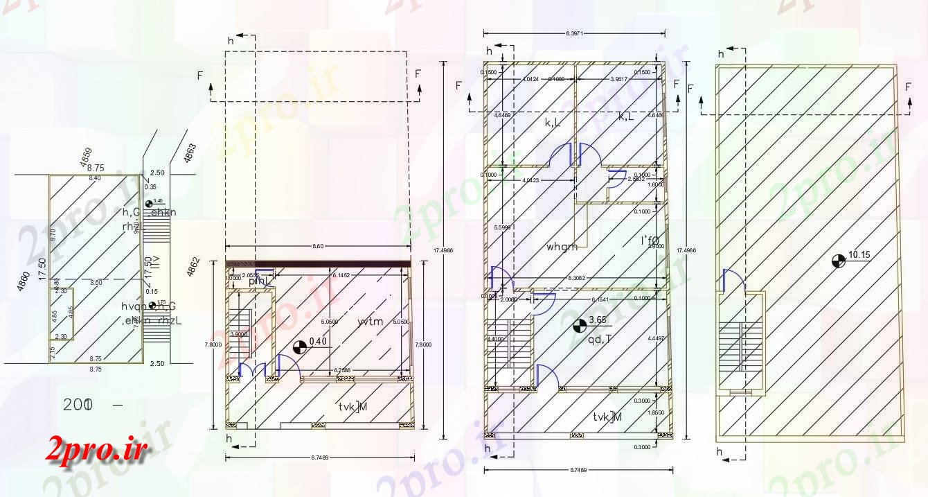 دانلود نقشه مسکونی ، ویلایی ، آپارتمان X 55 'اندازه پلات برای 2 BHK خانه طرحی (150 میدان حیاط) 8 در 15 متر (کد156270)