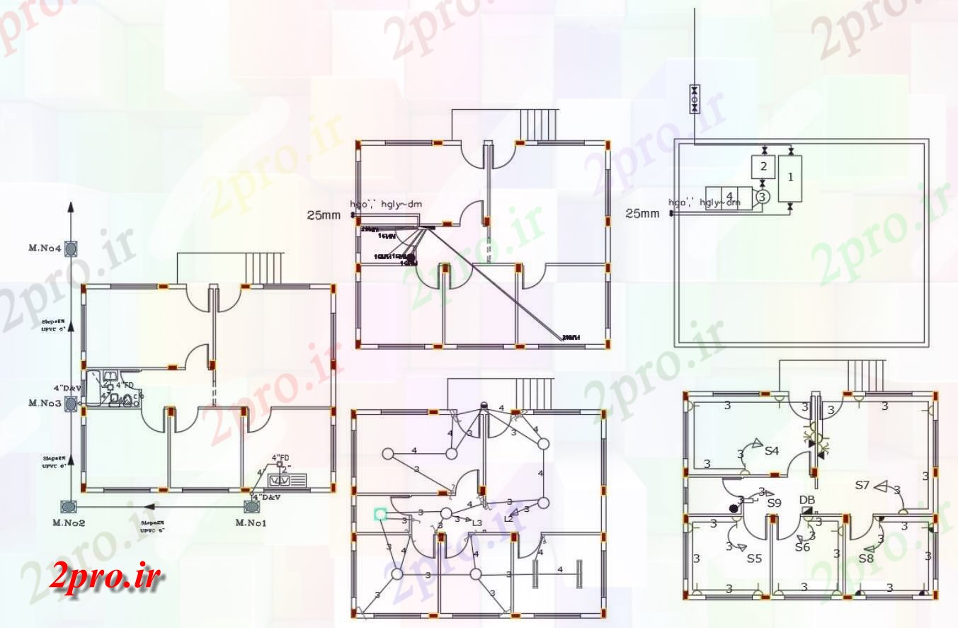 دانلود نقشه مسکونی ، ویلایی ، آپارتمان BHK اتوکد خانه برق و لوله کشی طراحی 8 در 11 متر (کد156282)