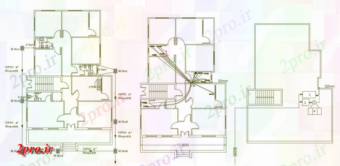 دانلود نقشه مسکونی ، ویلایی ، آپارتمان BHK خانه لوله کشی 13 در 18 متر (کد156295)