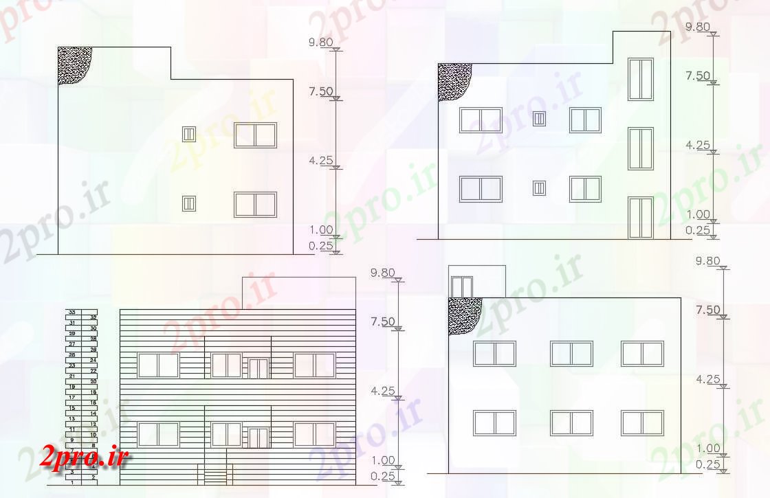 دانلود نقشه مسکونی  ، ویلایی ، آپارتمان  طبقه اتوکد ساختمان خانه نمای طراحی (کد156301)