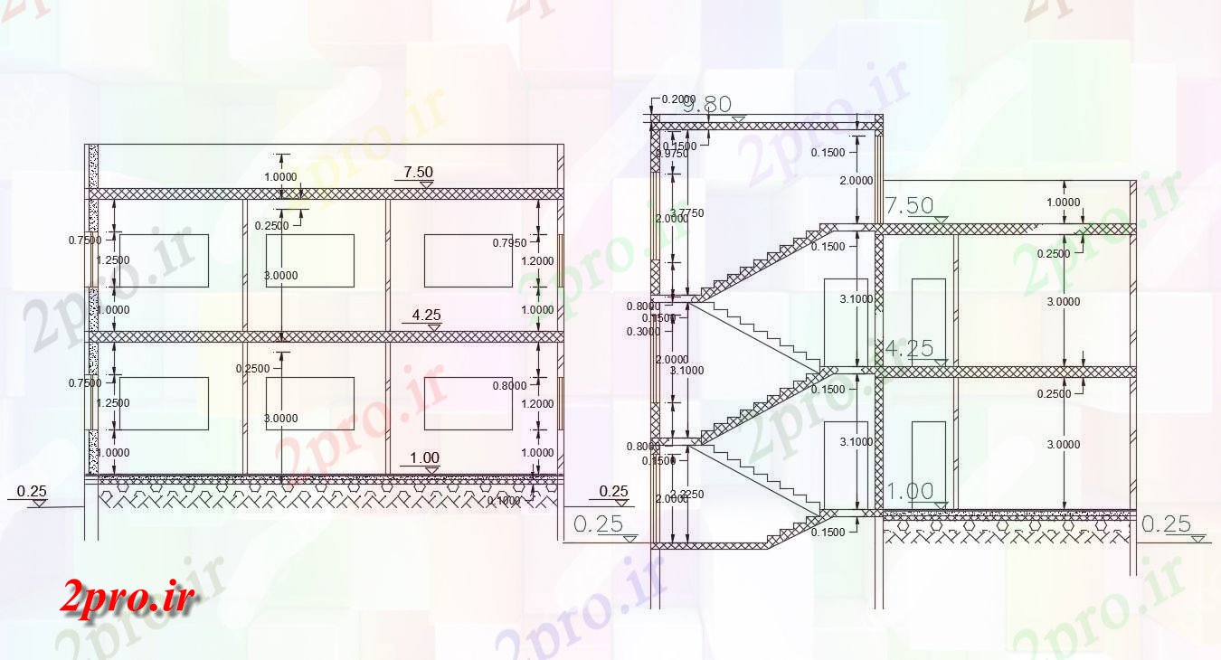 دانلود نقشه مسکونی ، ویلایی ، آپارتمان طبقه خانه بخش نشیمن 10 در 11 متر (کد156302)