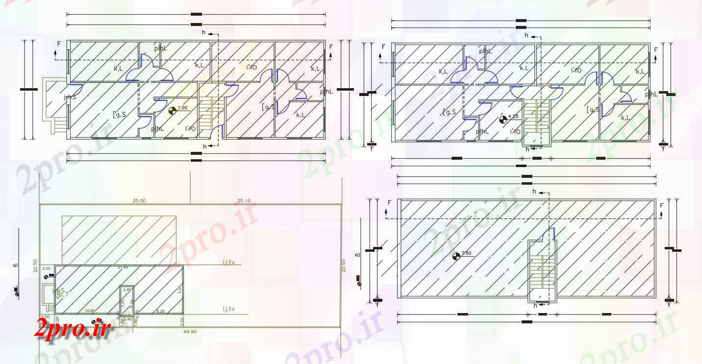 دانلود نقشه مسکونی  ، ویلایی ، آپارتمان  X 68 فوت 2 BHK چند خانواده خانه طرحی طبقه (کد156308)