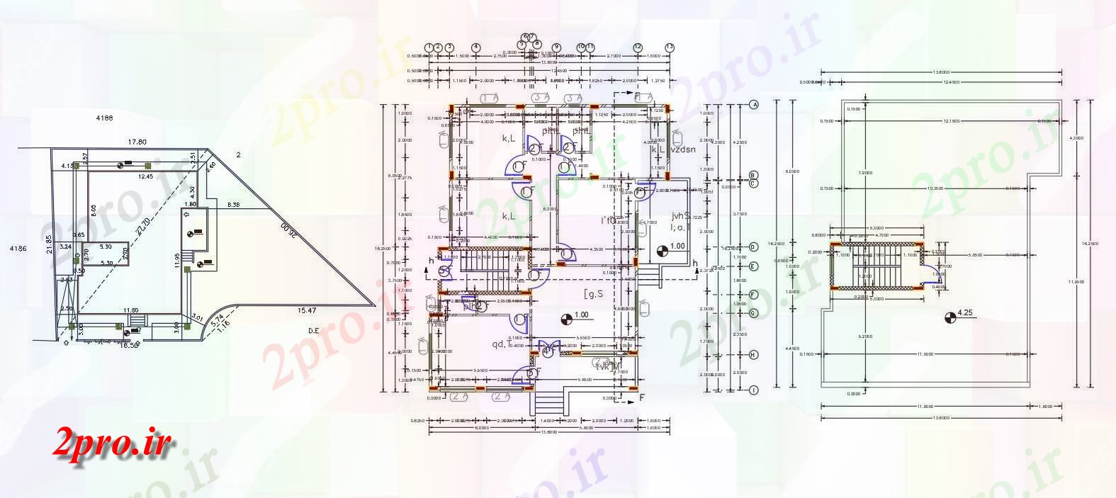 دانلود نقشه مسکونی ، ویلایی ، آپارتمان X 52 'پا اندازه پلات برای 3 BHK طرحی خانه 13 در 16 متر (کد156314)