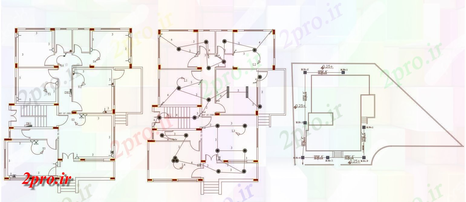 دانلود نقشه برق مسکونی BHK خانه طرحی برق 12 در 16 متر (کد156317)