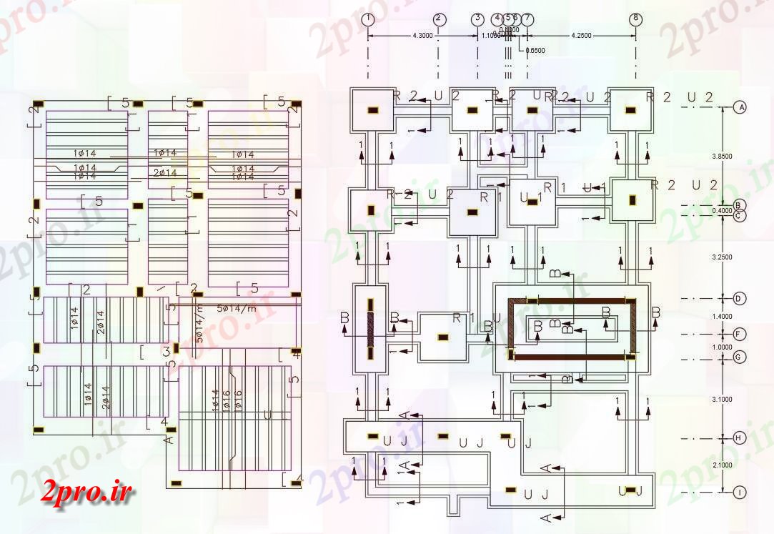دانلود نقشه جزئیات ستون توسط 50 فوت ساخت و ساز خانه کار (کد156324)