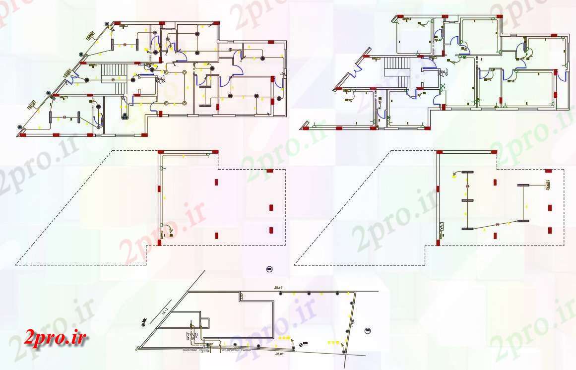 دانلود نقشه برق کشی ، اتصالات طرحی فروشگاه با خانه طرحی برق  نشیمن (کد156332)