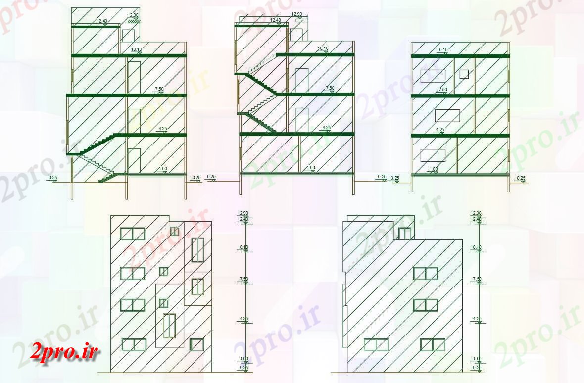 دانلود نقشه مسکونی  ، ویلایی ، آپارتمان  BHK آپارتمان   طراحی ساختمان   (کد156346)