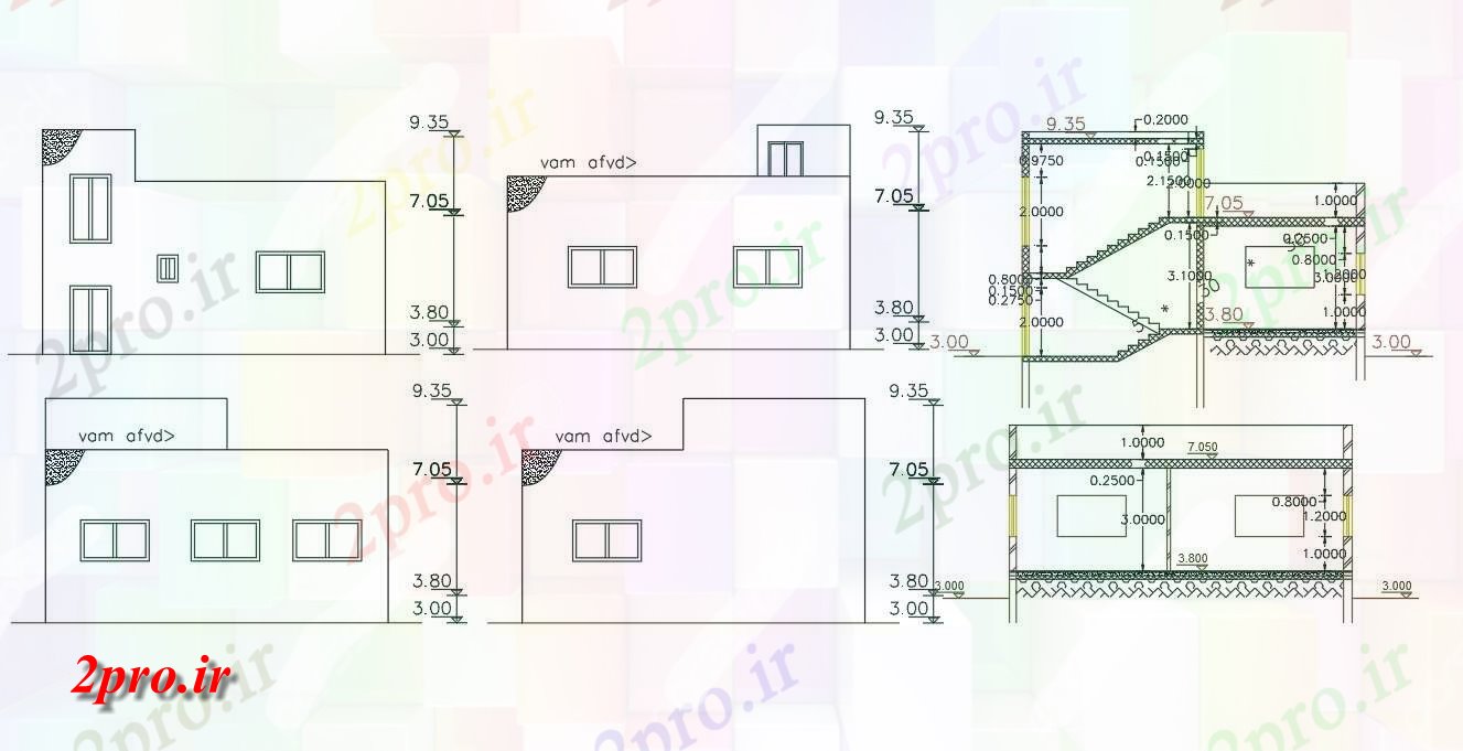 دانلود نقشه مسکونی  ، ویلایی ، آپارتمان  فوت مربع ساختمان خانه (کد156362)