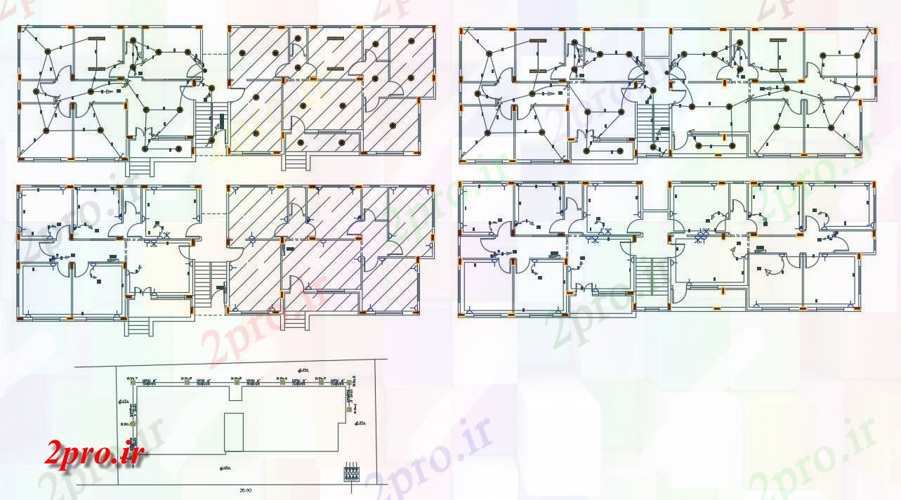 دانلود نقشه برق مسکونی BHK آپارتمان طرحی چیدمان برق 10 در 31 متر (کد156367)