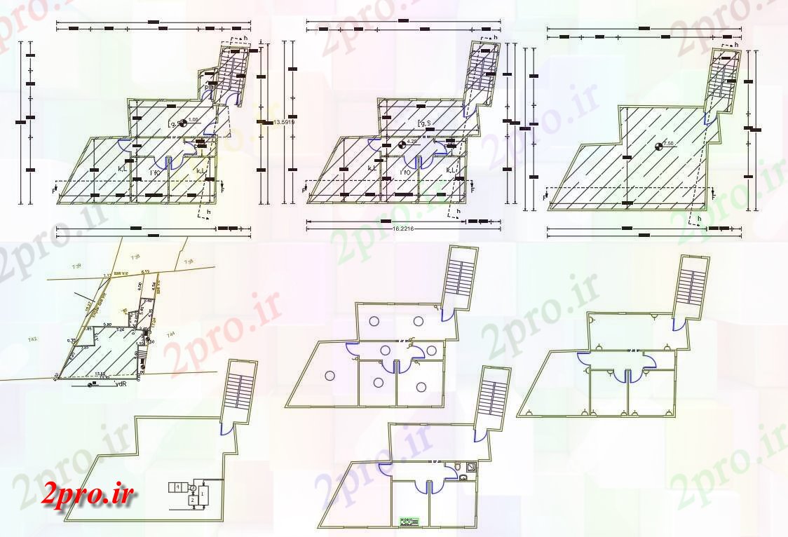 دانلود نقشه مسکونی ، ویلایی ، آپارتمان BHK خانه دان طرحی طبقه با سایت 13 در 16 متر (کد156392)