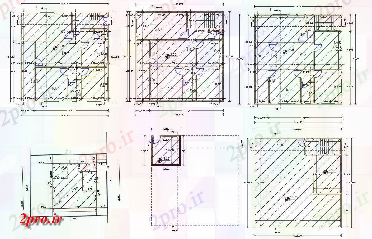 دانلود نقشه مسکونی  ، ویلایی ، آپارتمان  BHK خانه طرحی طبقه (کد156404)