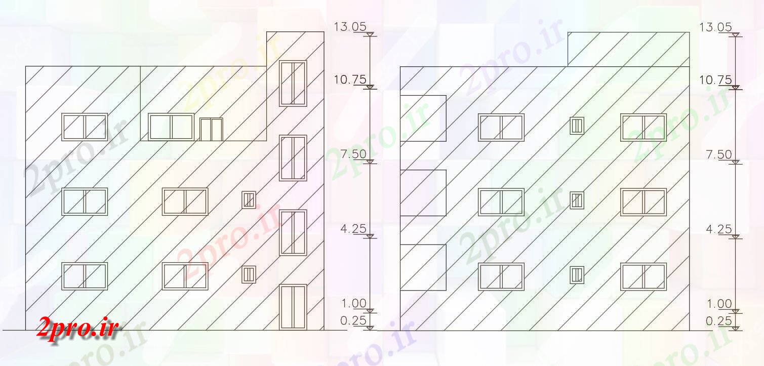 دانلود نقشه مسکونی  ، ویلایی ، آپارتمان  فوت مربع ساختمان (کد156405)