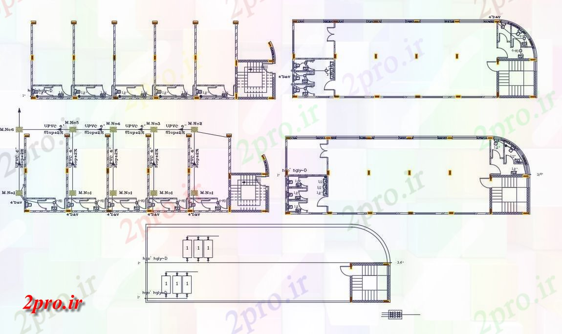 دانلود نقشه ساختمان اداری - تجاری - صنعتی فروشگاه تجاری لوله کشی 8 در 25 متر (کد156415)