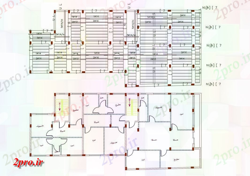 دانلود نقشه مسکونی ، ویلایی ، آپارتمان واحد آپارتمان خانه خوشه طرحی 12 در 29 متر (کد156419)