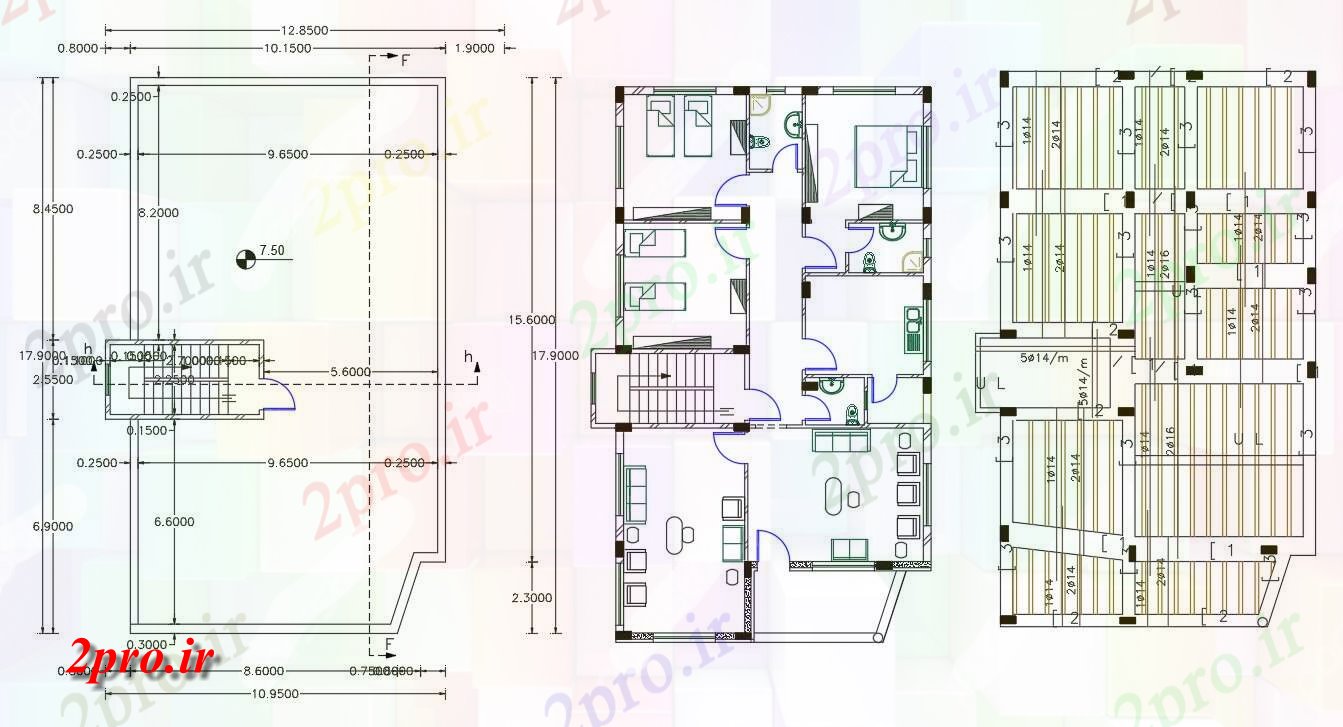دانلود نقشه ساختمان اداری - تجاری - صنعتی X 55 خانه مبلمان (244 میدان متری) 11 در 18 متر (کد156421)