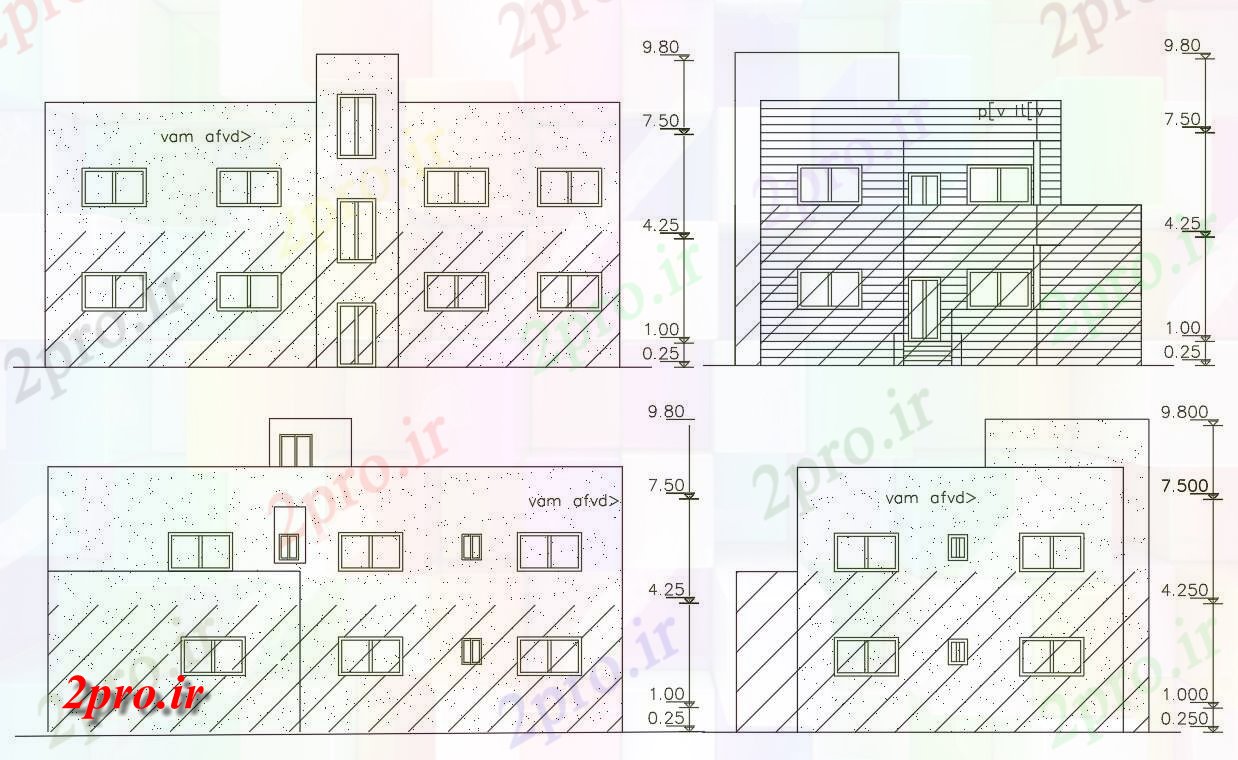 دانلود نقشه مسکونی  ، ویلایی ، آپارتمان  فوت مربع ساختمان خانه نمای (کد156422)