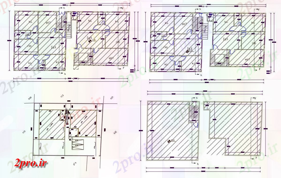 دانلود نقشه مسکونی  ، ویلایی ، آپارتمان  و 2 BHK اقامت (کد156432)