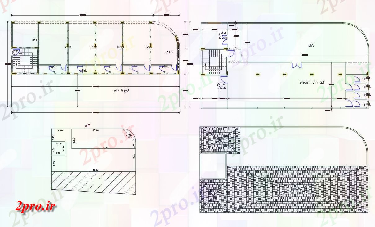 دانلود نقشه ساختمان اداری - تجاری - صنعتی فروشگاه تجاری زمین و پلان طبقه اول طراحی 13 در 26 متر (کد156442)
