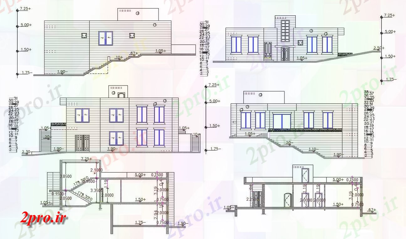 دانلود نقشه خانه های کوچک ، نگهبانی ، سازمانی - فوت مربع ساختمان خانه (کد156448)