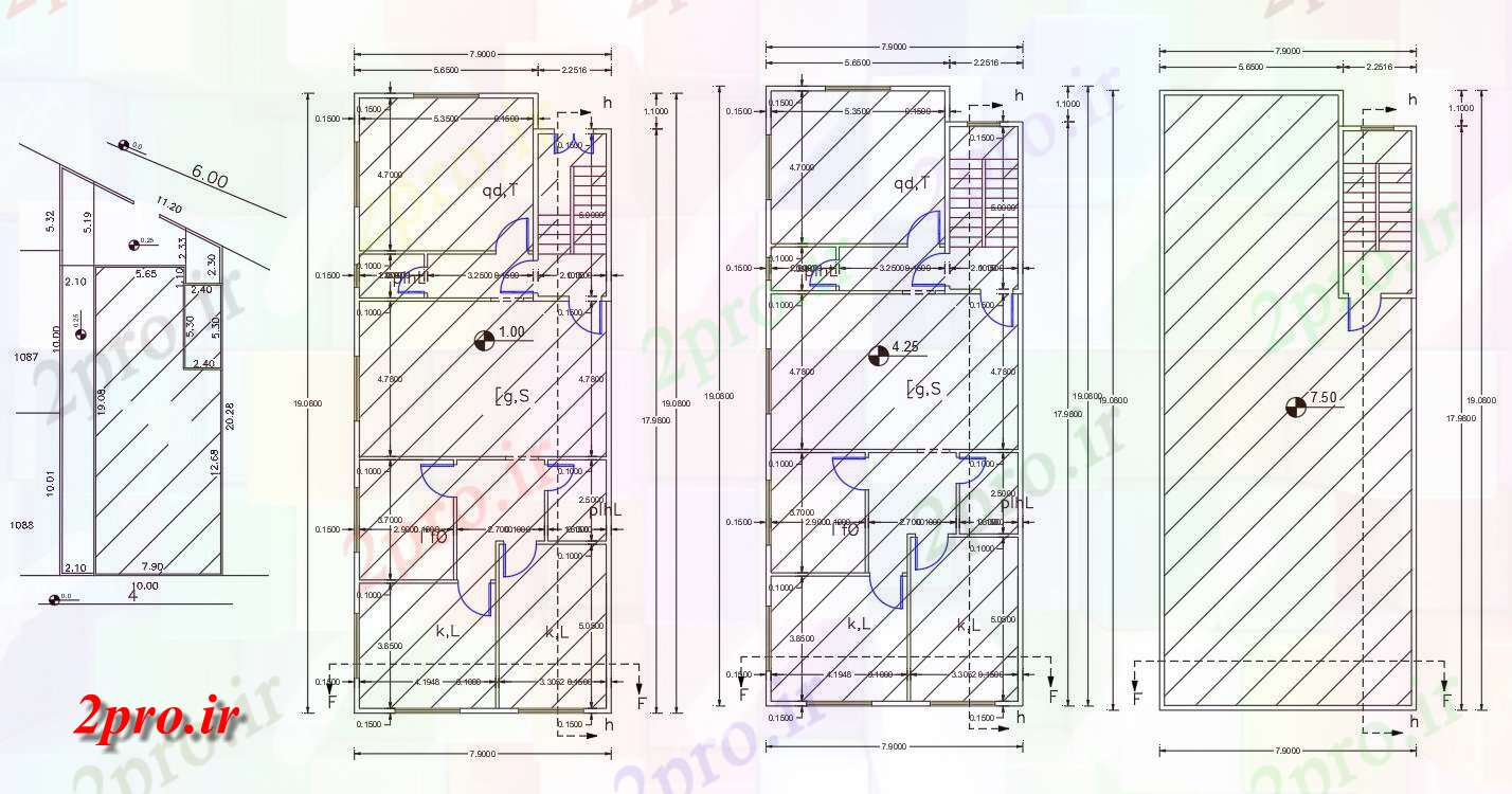 دانلود نقشه مسکونی ، ویلایی ، آپارتمان X 50 مجلس 7 در 19 متر (کد156451)