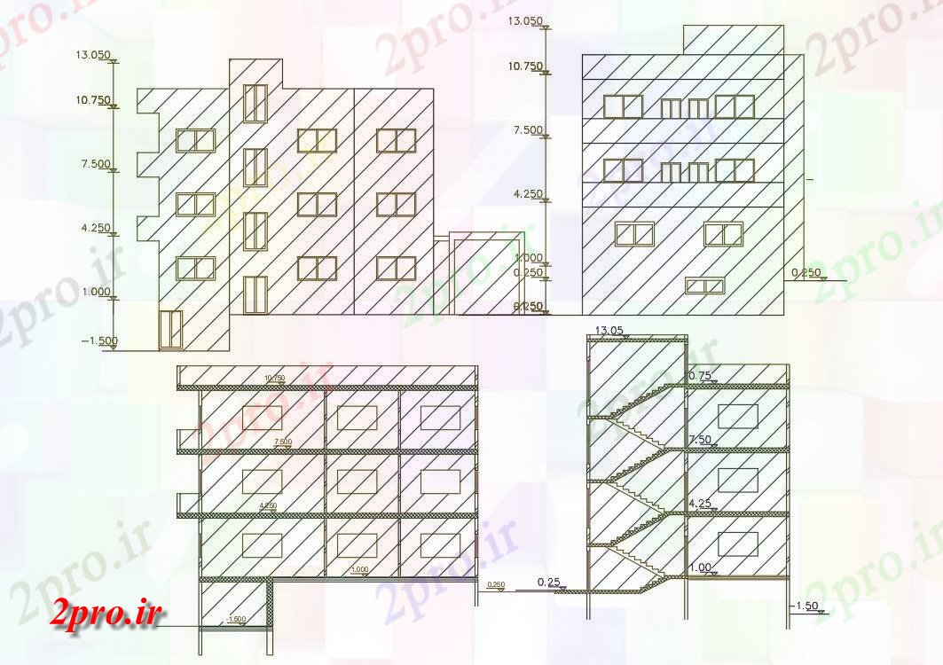 دانلود نقشه مسکونی  ، ویلایی ، آپارتمان  معماری اقامت ساختمان (بخشی) نما طراحی (کد156465)