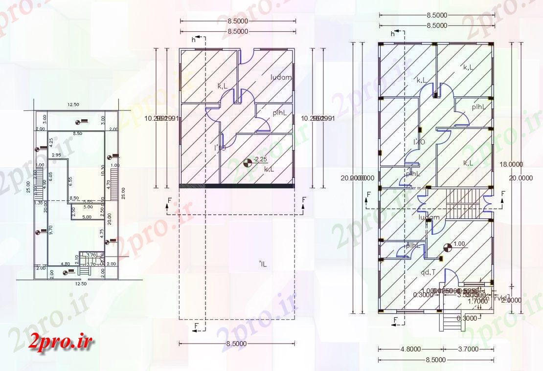 دانلود نقشه مسکونی ، ویلایی ، آپارتمان X 65 خانه طرحی 8 در 20 متر (کد156467)