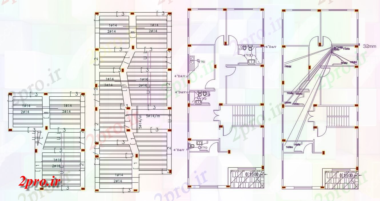 دانلود نقشه مسکونی ، ویلایی ، آپارتمان X 20 متر خانه طرح 8 در 20 متر (کد156470)