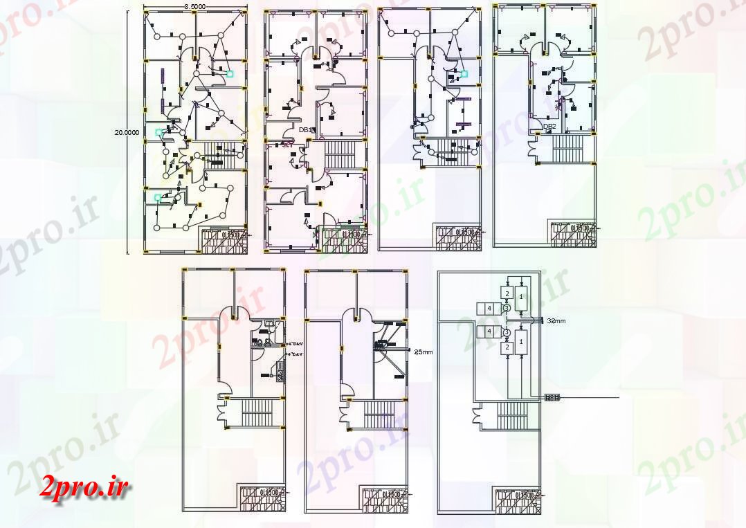 دانلود نقشه مسکونی ، ویلایی ، آپارتمان متر حجم توطئه برای خانه 8 در 20 متر (کد156471)