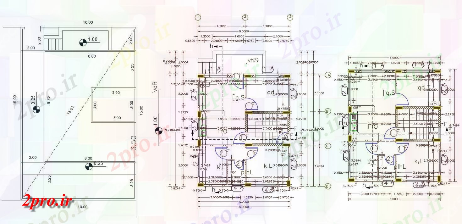 دانلود نقشه مسکونی ، ویلایی ، آپارتمان X 50 فوت خانه طرحی 8 در 9 متر (کد156473)