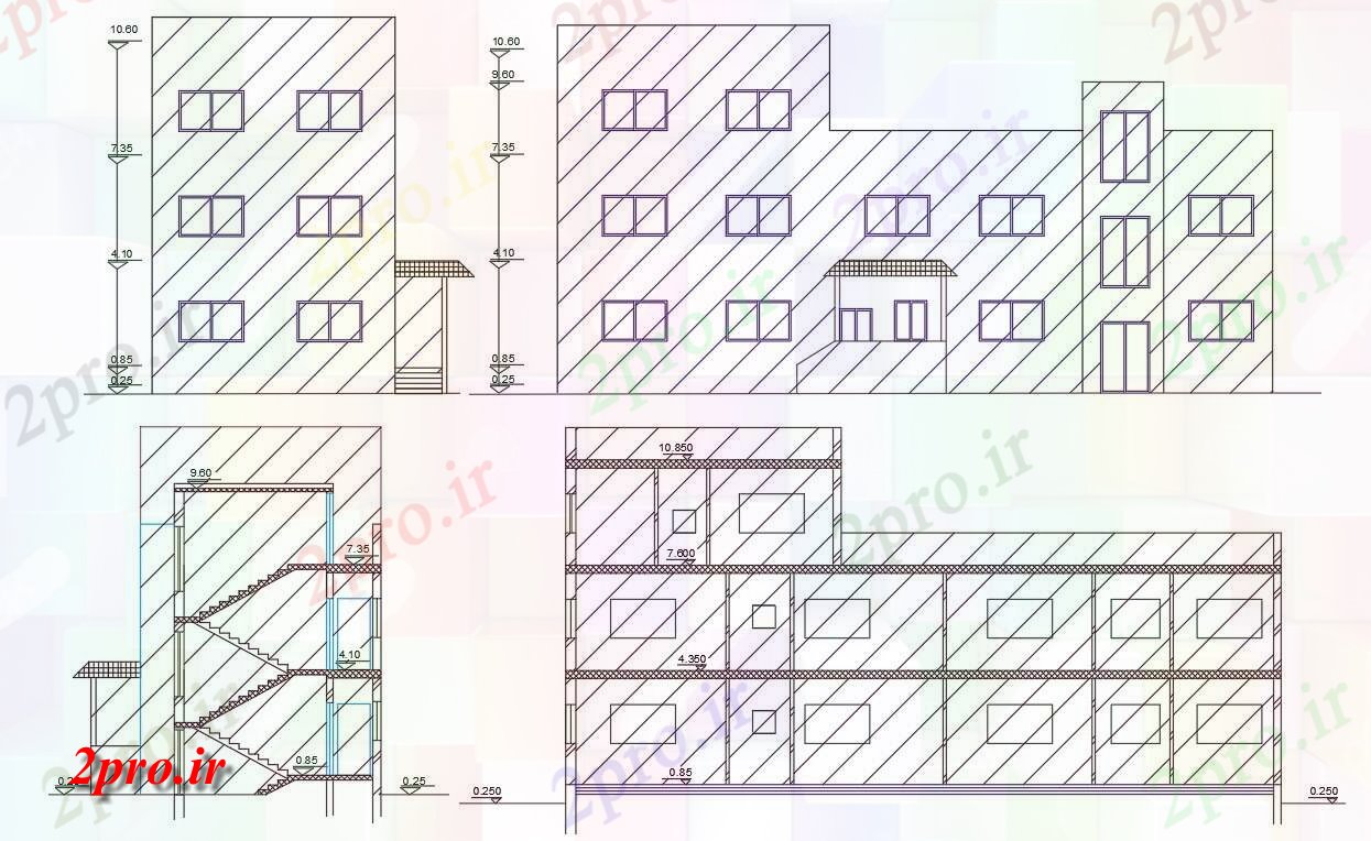 دانلود نقشه مسکونی  ، ویلایی ، آپارتمان  X 72      ساختمان خانه بخشی نما  (کد156478)