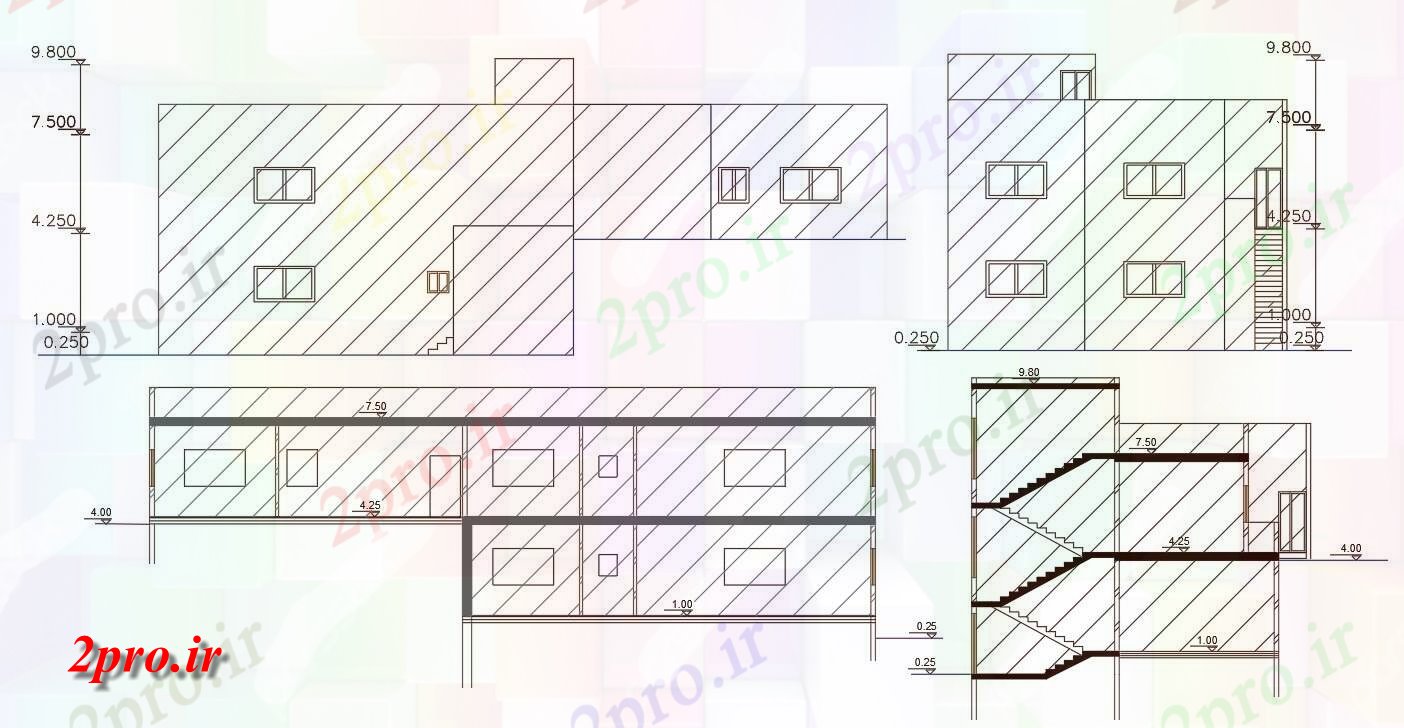 دانلود نقشه مسکونی  ، ویلایی ، آپارتمان  فوت مربع ساختمان خانه (کد156482)