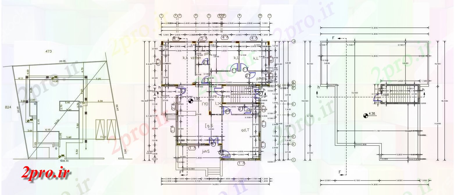 دانلود نقشه مسکونی ، ویلایی ، آپارتمان X 52 معماری 3 BHK خانه 14 در 16 متر (کد156484)