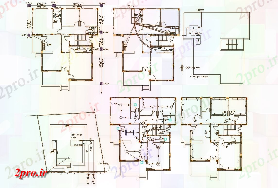 دانلود نقشه مسکونی ، ویلایی ، آپارتمان X 52 خانه برق و لوله کشی طرحی 14 در 16 متر (کد156487)