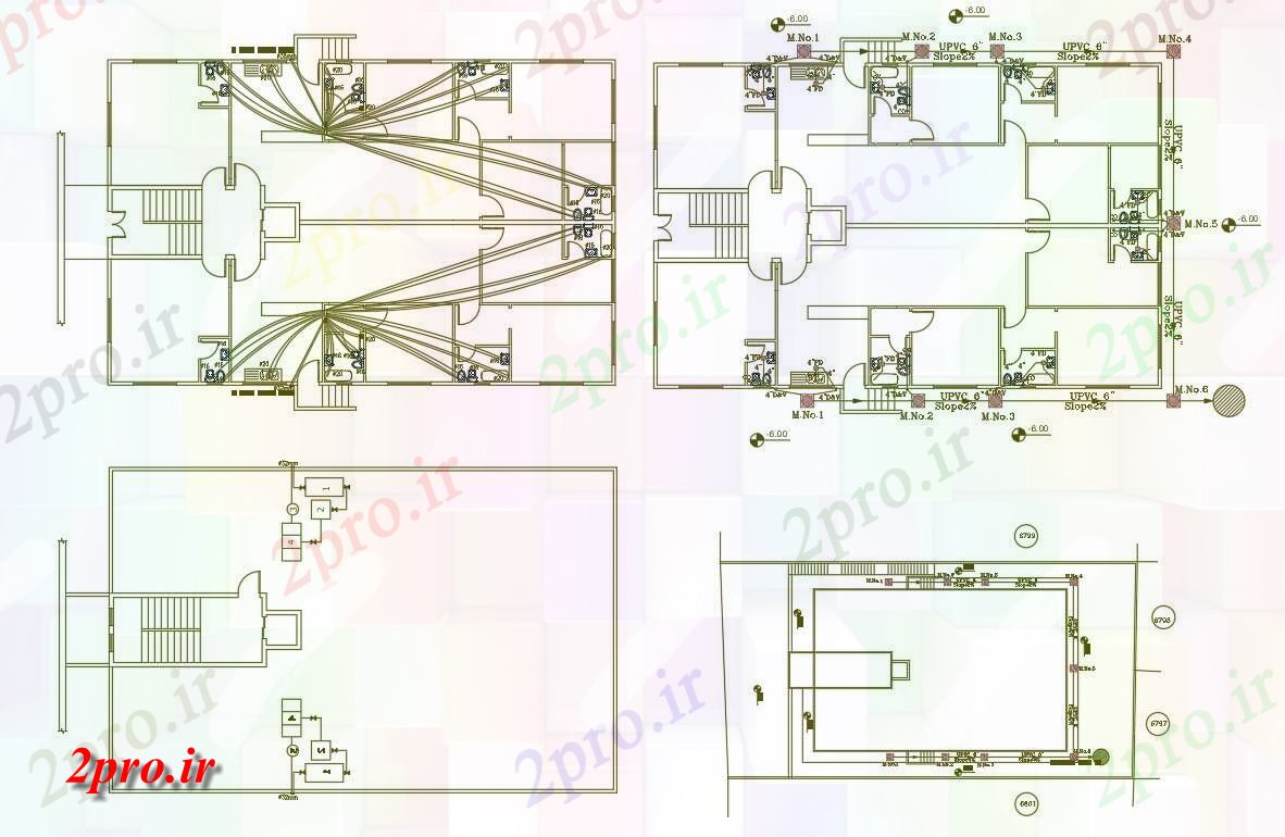 دانلود نقشه مسکونی ، ویلایی ، آپارتمان حمام 3 BHK خانه طرحی لوله کشی چیدمان 15 در 23 متر (کد156490)