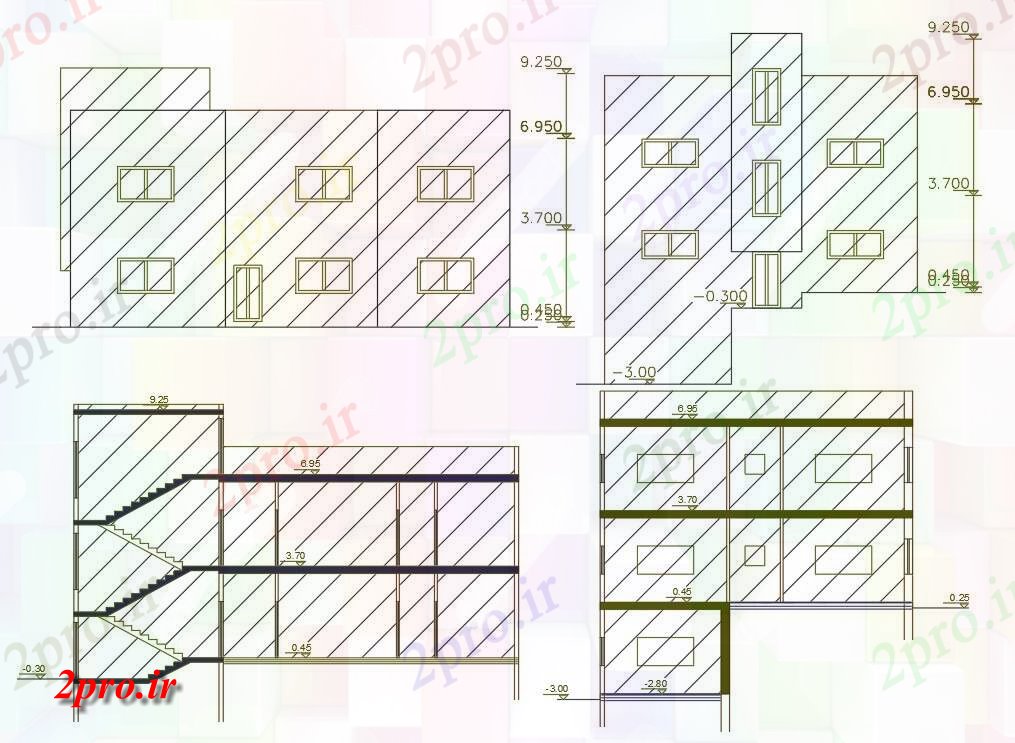 دانلود نقشه مسکونی  ، ویلایی ، آپارتمان  سطح ساختمان خانه (کد156506)